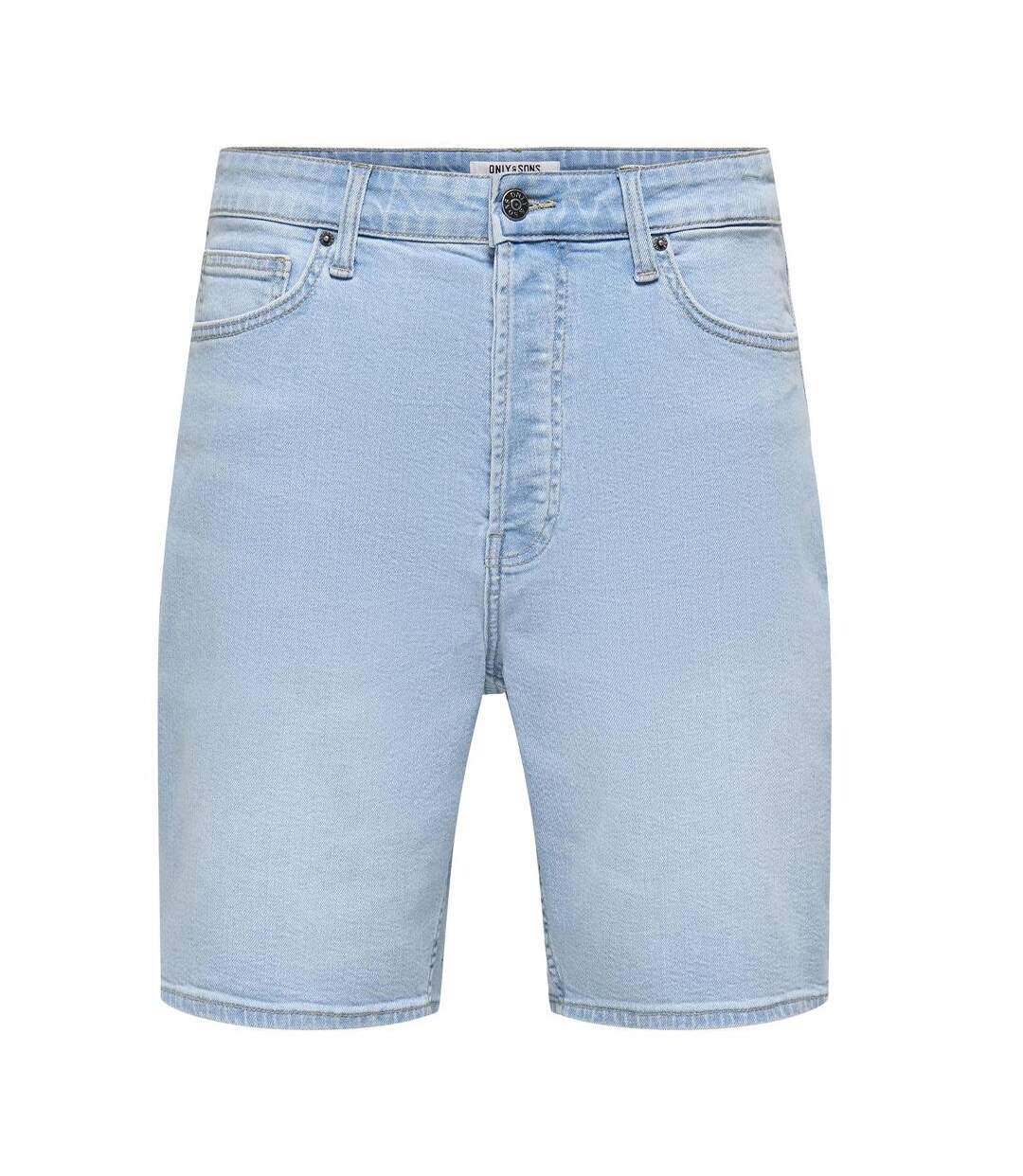 Short en jean bleu homme only & sons onsfade stretch-2
