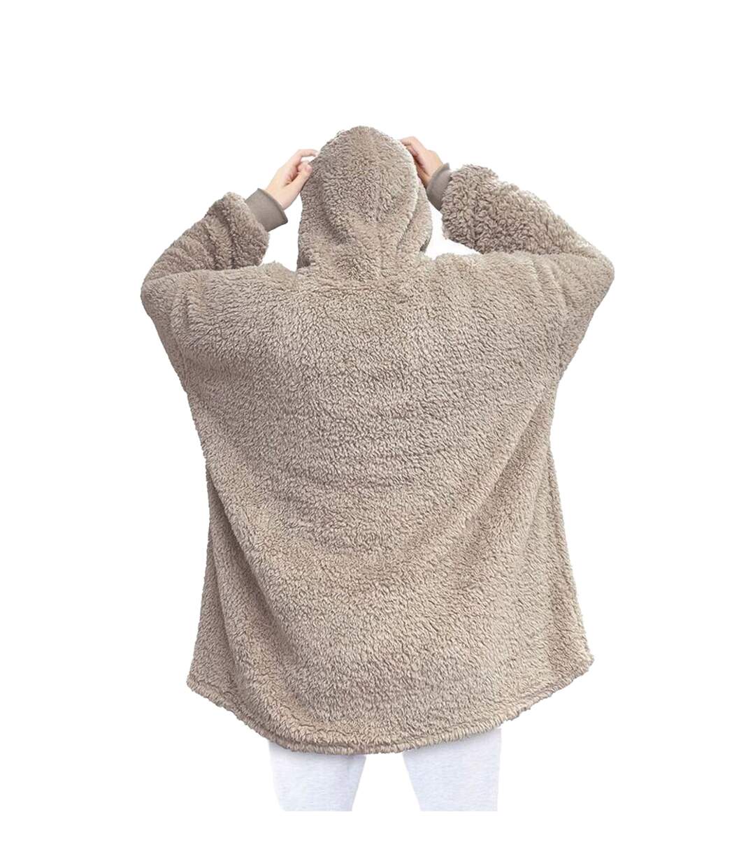 Unisex adult teddy fleece oversized hoodie natural Ribbon