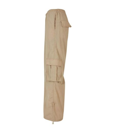 Womens/ladies Nylon Crinkled Wide Cargo Trousers Concrete Urban Classics