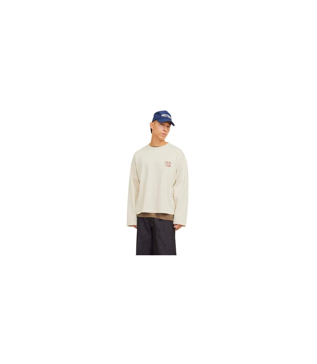 Sweat Manches Tombantes Motif/style Imprimé Graphique Homme Écru Jack And Jones-1