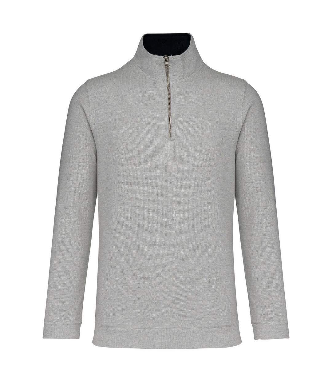 Sweat shirt piqué col zippé - Homme - K206 - gris chiné-1