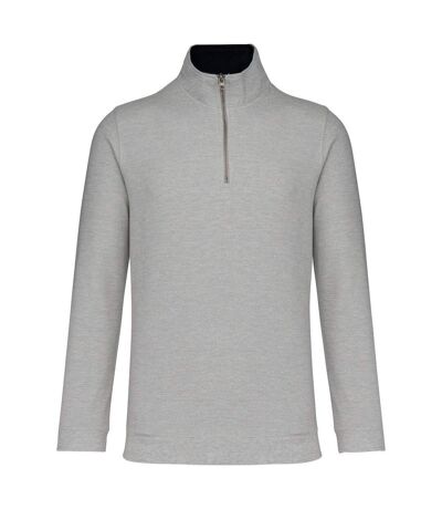 Sweat shirt piqué col zippé - Homme - K206 - gris chiné