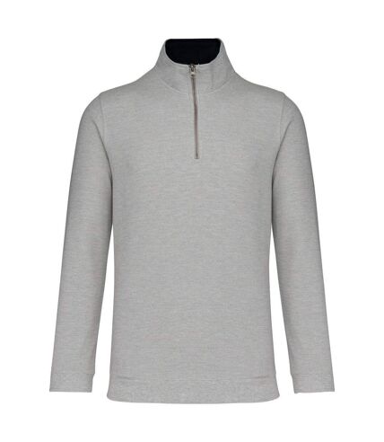Sweat shirt piqué col zippé - Homme - K206 - gris chiné