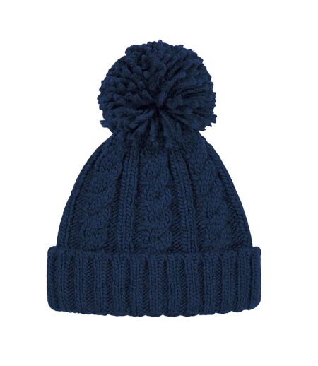 Beechfield® Unsiex Adults Cable Knit Melange Beanie (Navy Blue)