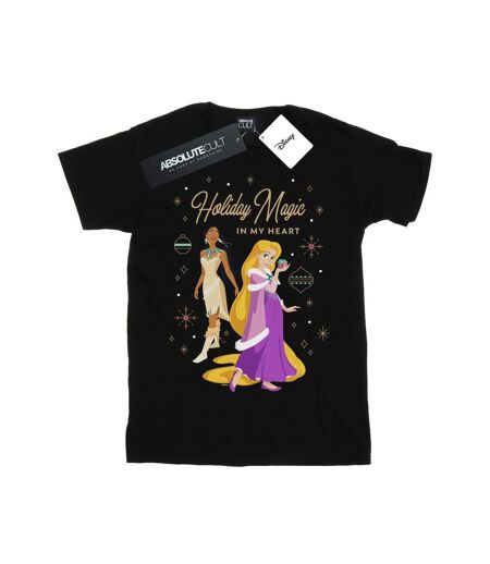 Disney Womens/Ladies Princess Holiday Magic In My Heart Cotton Boyfriend T-Shirt (Noir) - UTBI42870