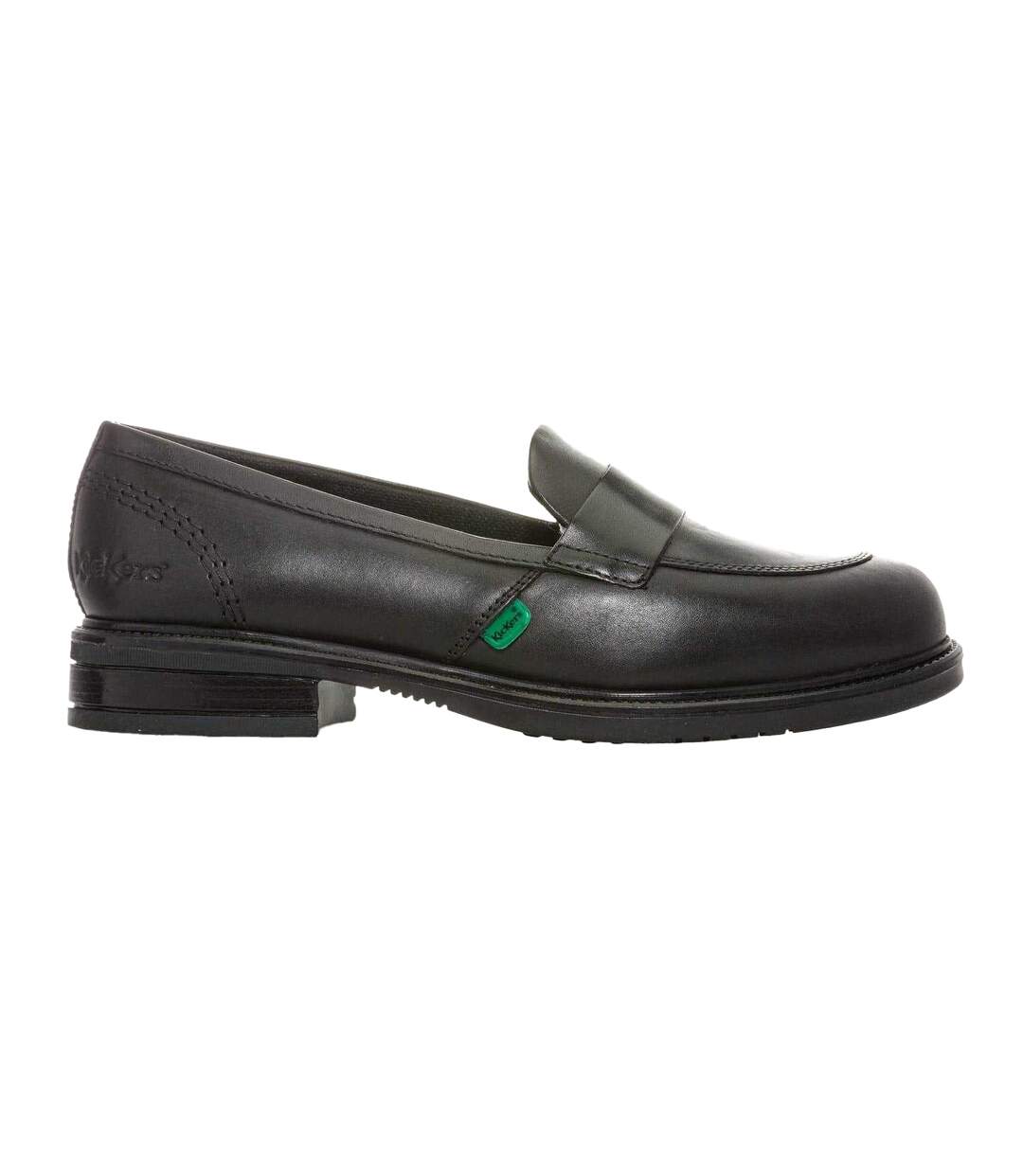 Womens/ladies Lach Leather Loafers Black Kickers-3