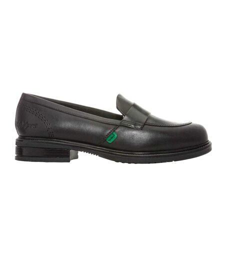 Womens/ladies Lach Leather Loafers Black Kickers
