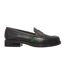 Womens/ladies Lach Leather Loafers Black Kickers-3
