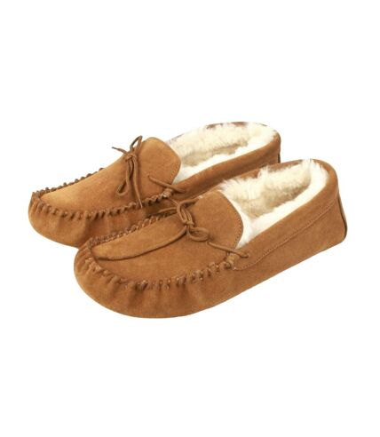 Unisex adult seb sheepskin moccasins chestnut/natural Eastern Counties Leather