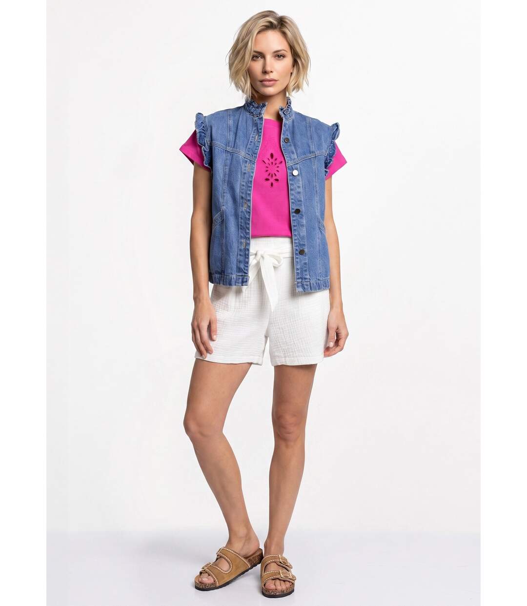 Veste en jean volantée sans manches-3
