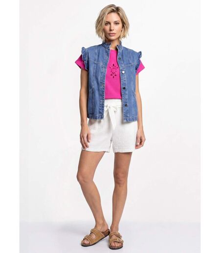 Veste en jean volantée sans manches