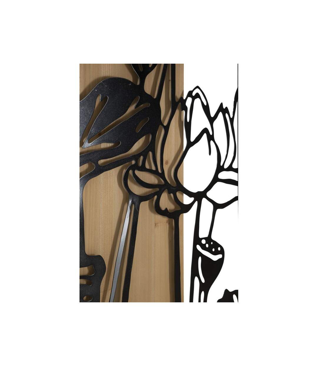 Décoration Murale Encadrée Lotus 90cm Noir & Naturel-2
