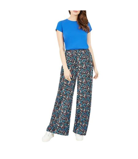 Pantalon Motif/style Floral Femme Bleu Yumi