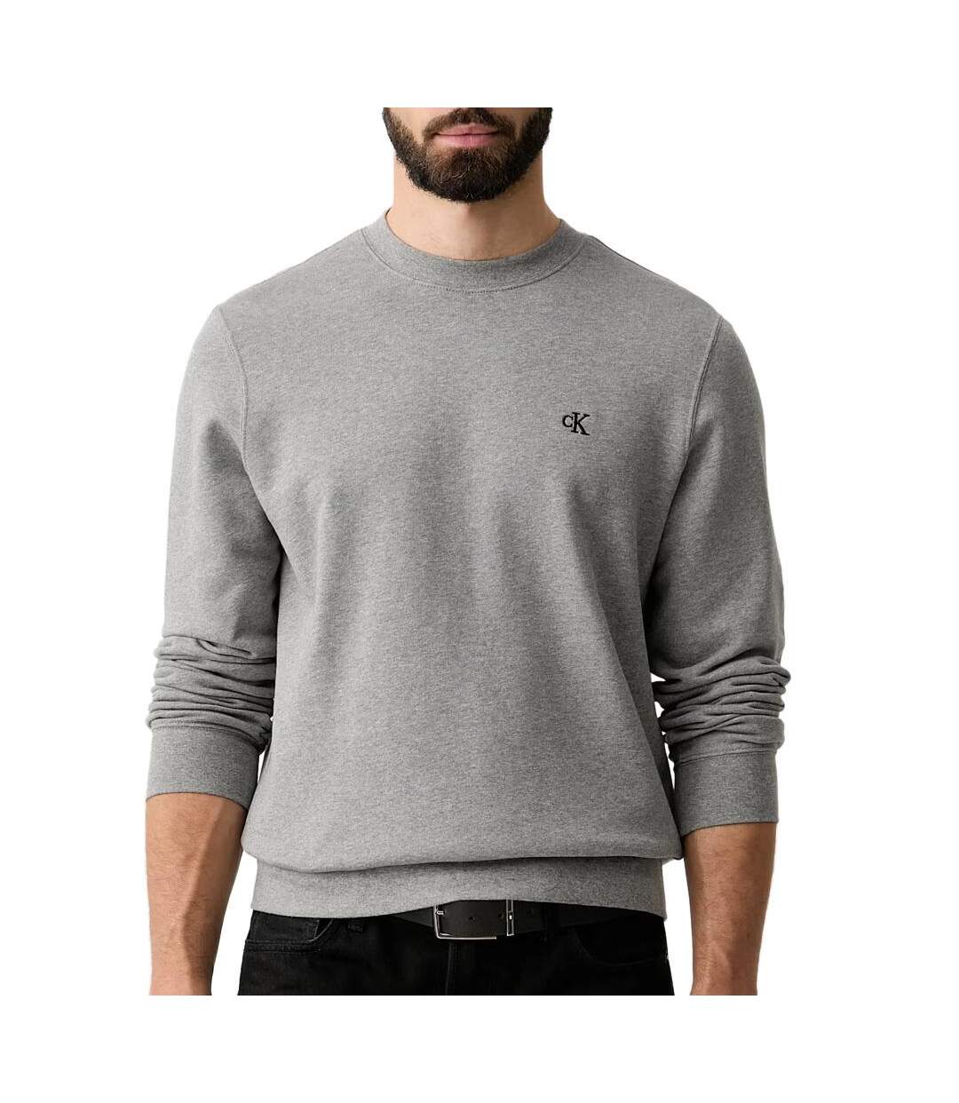 Sweat gris homme calvin klein jeans terry-1