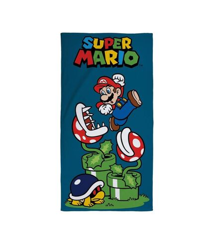 Jumping cotton beach towel blue/multicoloured Super Mario