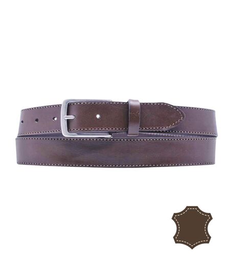 Ceinture en cuir homme en vachette de couleur marron  foncé - Sangle réglable