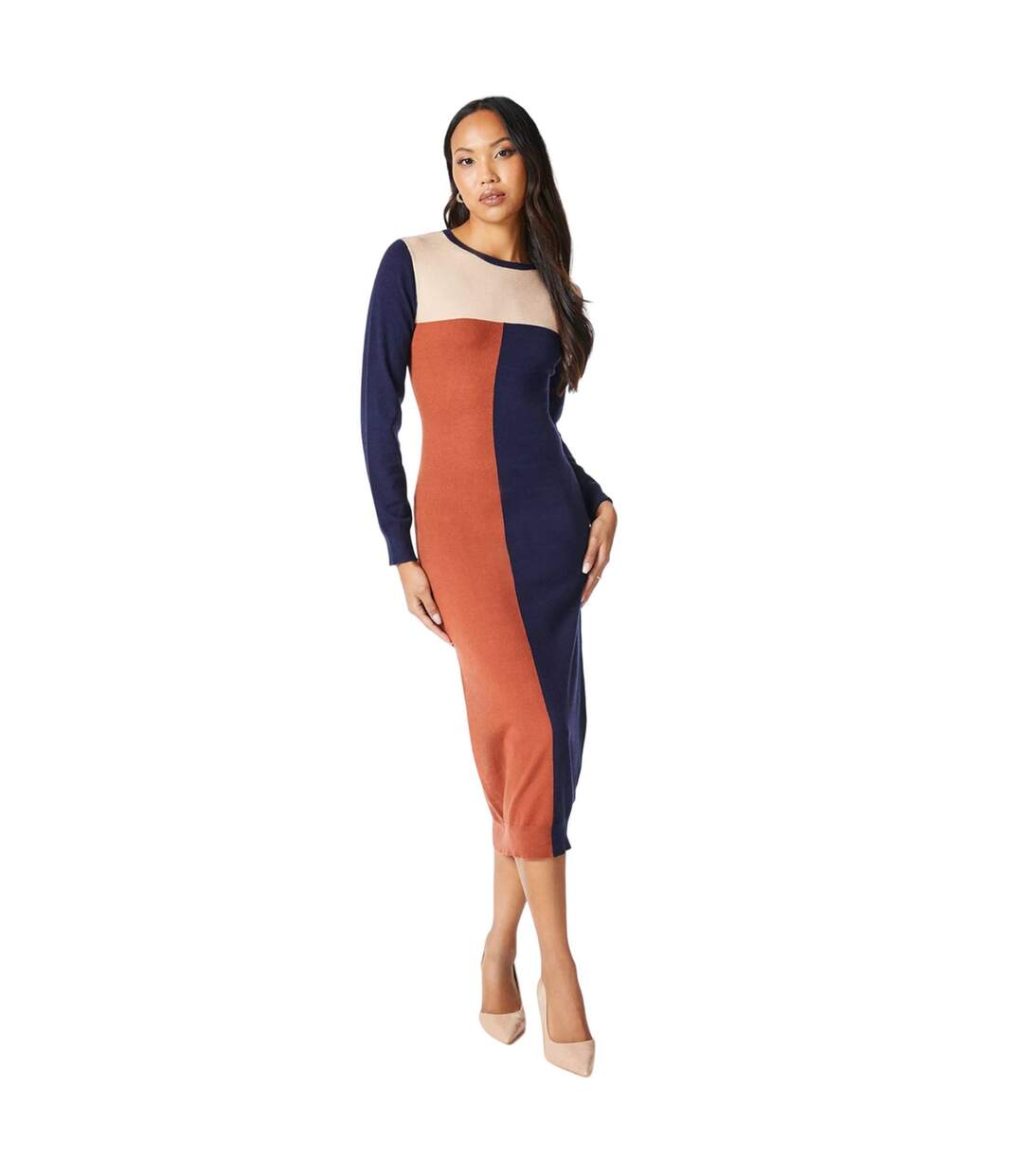 Robe mi-longue femme bleu marine Principles-1