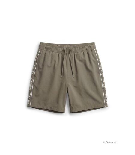 Short De Bain Motif/style Logo Homme Vert Lichen Foncé Calvin Klein