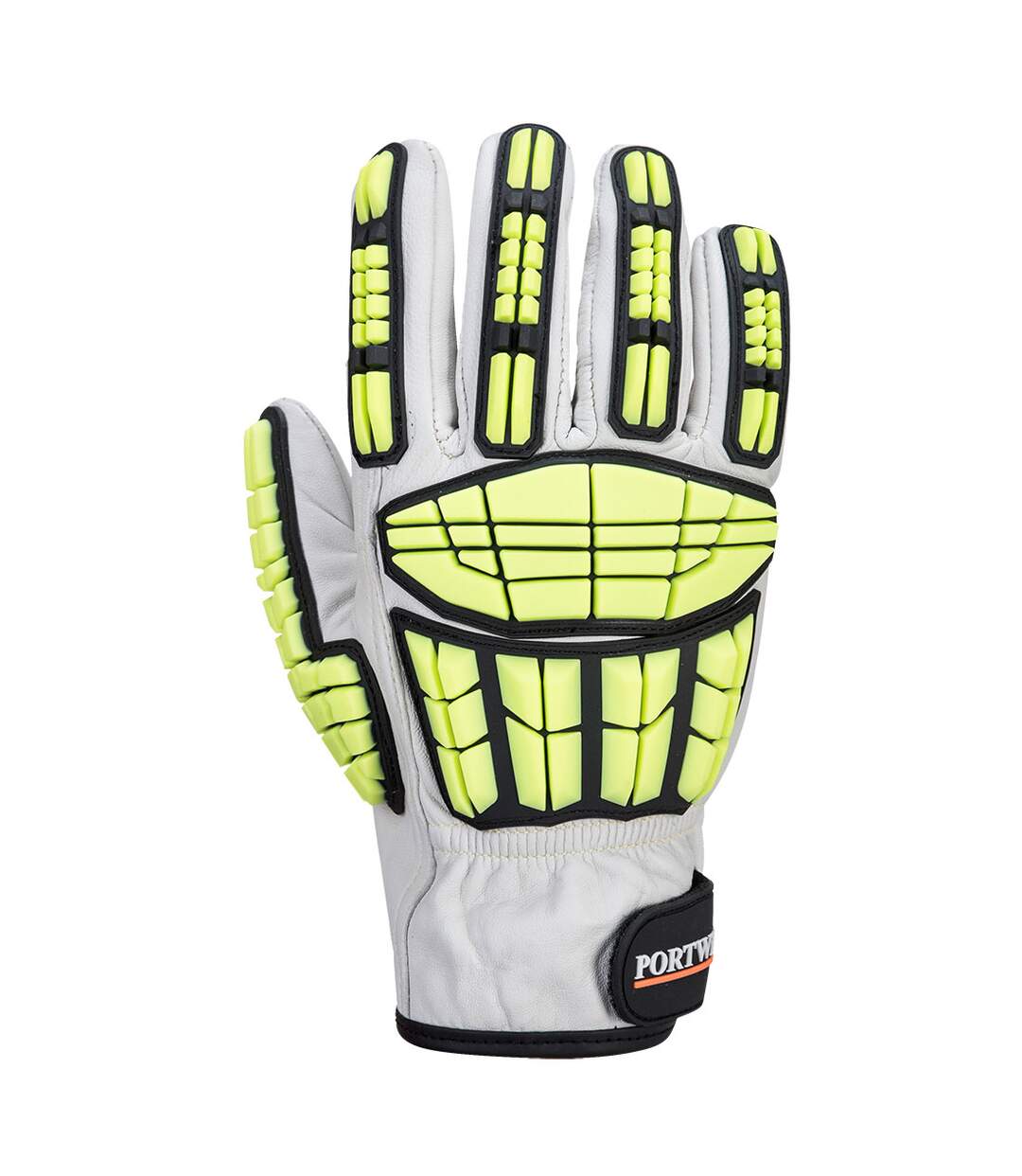 Unisex adult a745 pro impact resistant leather cut resistant gloves l grey Portwest-2