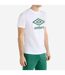 Mens stacked logo t-shirt brilliant white/fir Umbro-1