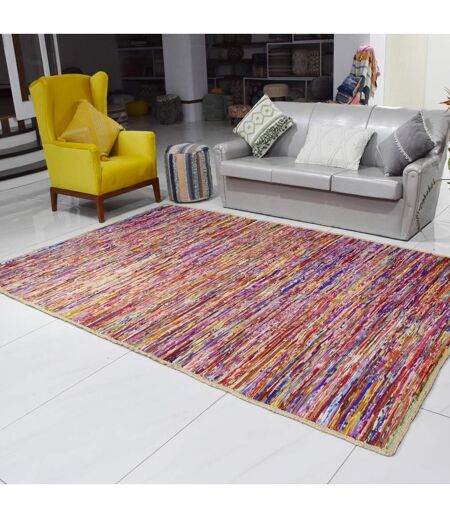 Tapis kilim fait à la main en tissu recyclé motif ethnique