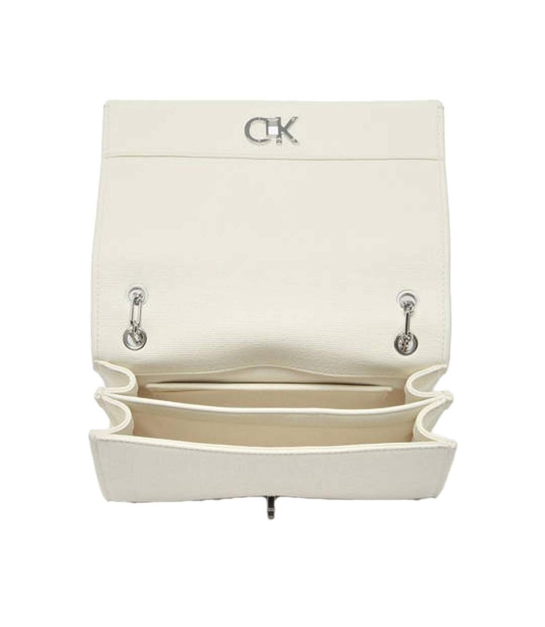 Sac à main ecru femme calvin klein jeans ck medium conv chain - taille unique-3