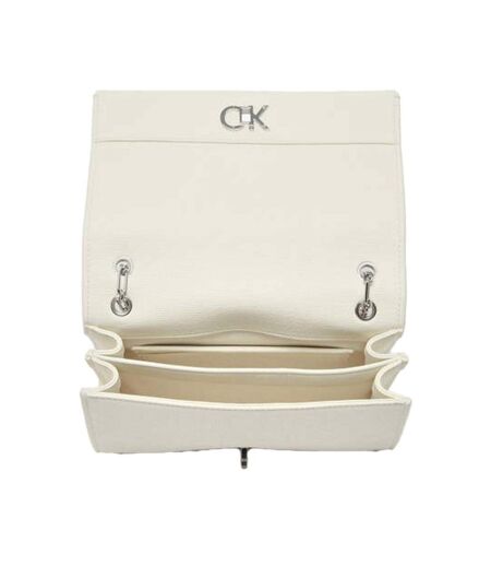Sac à main ecru femme calvin klein jeans ck medium conv chain - taille unique