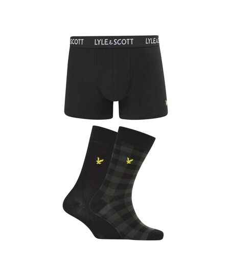 Mens Boxer Shorts Set Black Check Lyle & Scott