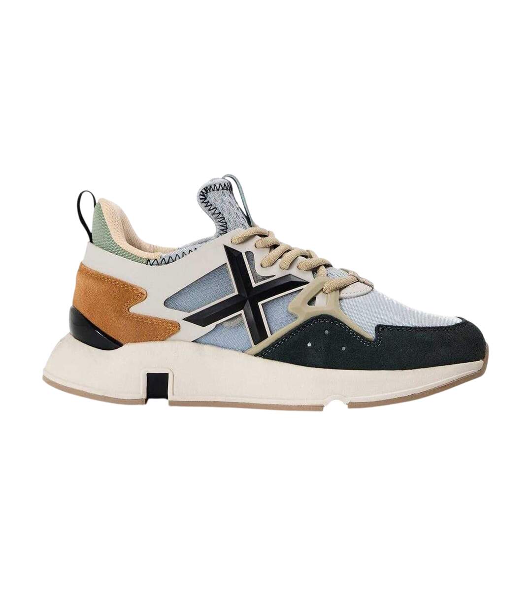 Mens Clik Suede Trainers White Grey Munich-1