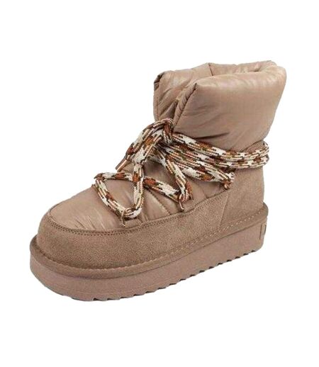 Womens/ladies Sheepskin Platform Winter Snow Boots Dark Brown Franklin