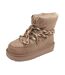 Womens/ladies Sheepskin Platform Winter Snow Boots Dark Brown Franklin-1