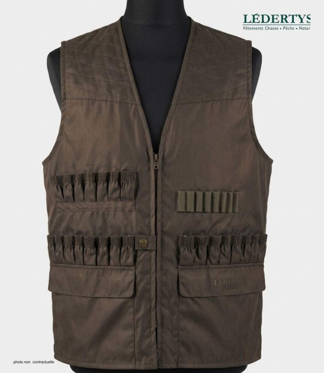 Gilet de Chasse LEDERTYS Impercoat LY0209 – Carnier Détachable PVC, Cartouchière et Protection Impercoat-3