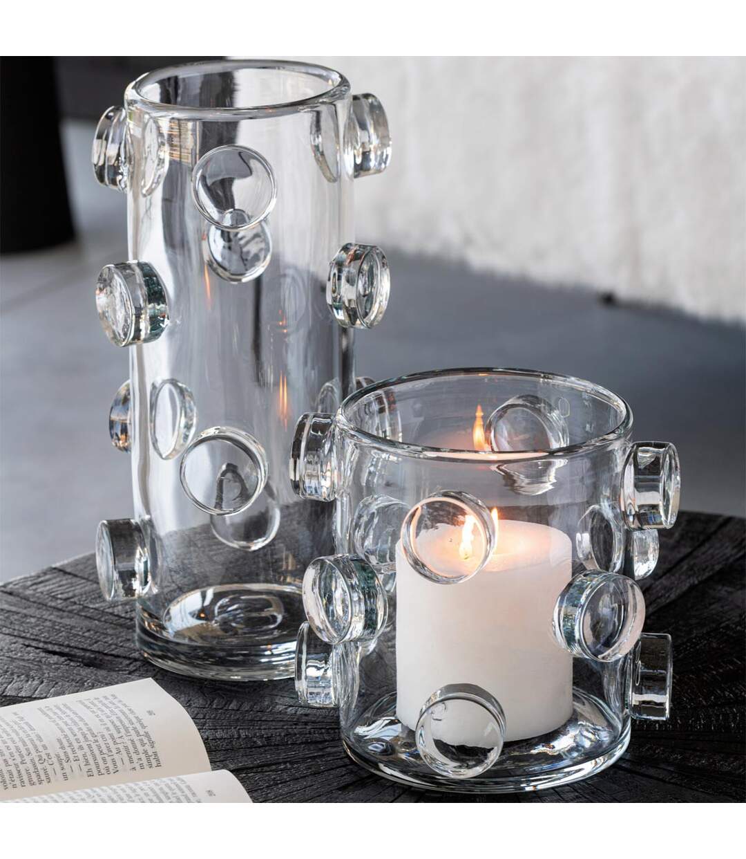 Vase Design en Verre Pebbles 20cm Transparent-3