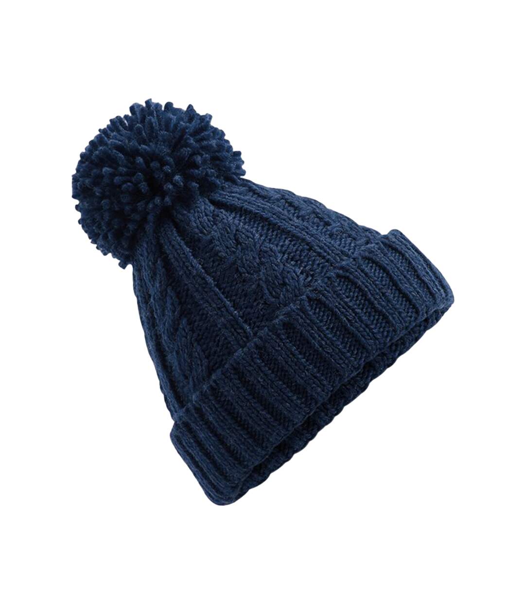 Unisex Adult Melange Cable Knit Beanie Navy Beechfield-2
