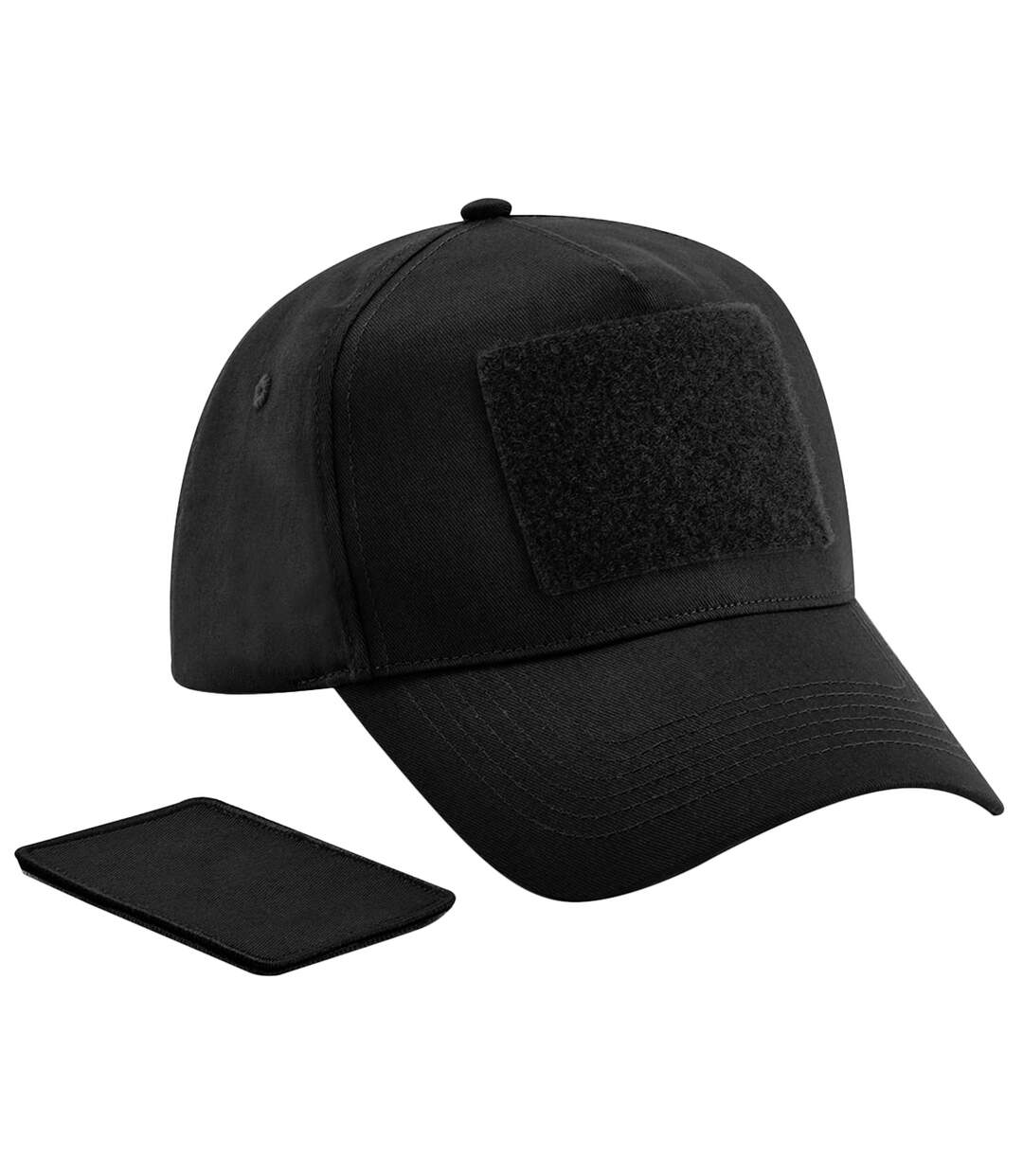 5 panel removable patch baseball cap black Beechfield-1
