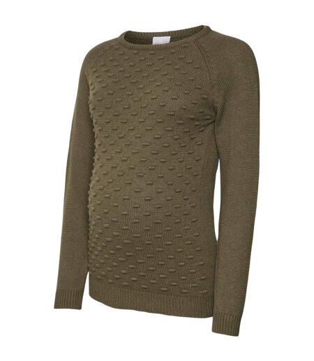 Womens/ladies Bobble Knit Raglan Maternity Sweatshirt Green Bay Mamalicious