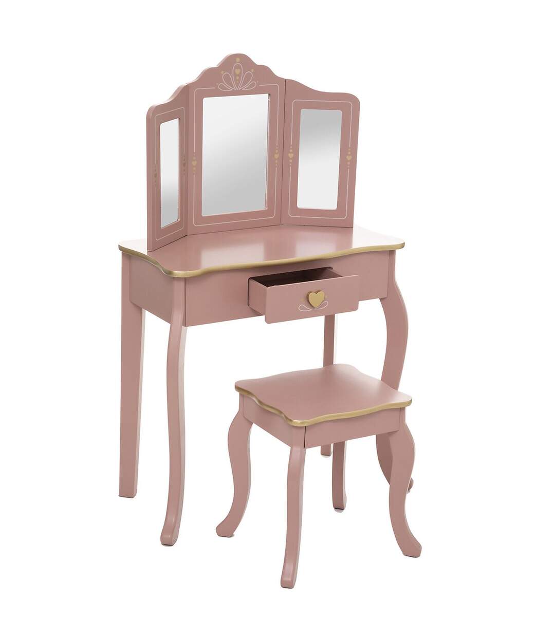 Coiffeuse et tabouret Sissi pour enfant - Rose-2