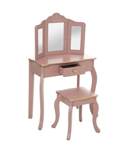 Coiffeuse et tabouret Sissi pour enfant - Rose