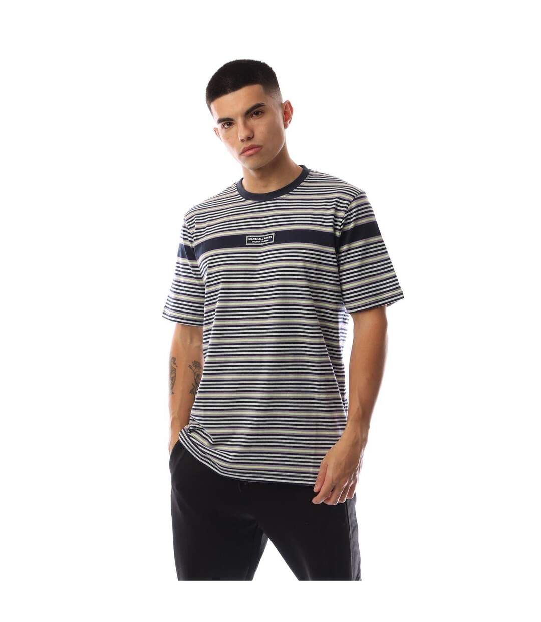 T-shirt Motif/style À Rayures Montesano Homme Bleu Marine Marshall Artist-1