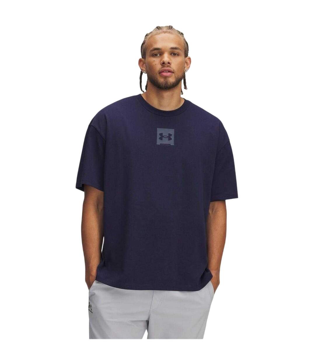 T-shirt Motif/style Logo Rectangulaire Homme Bleu Under Armour-1