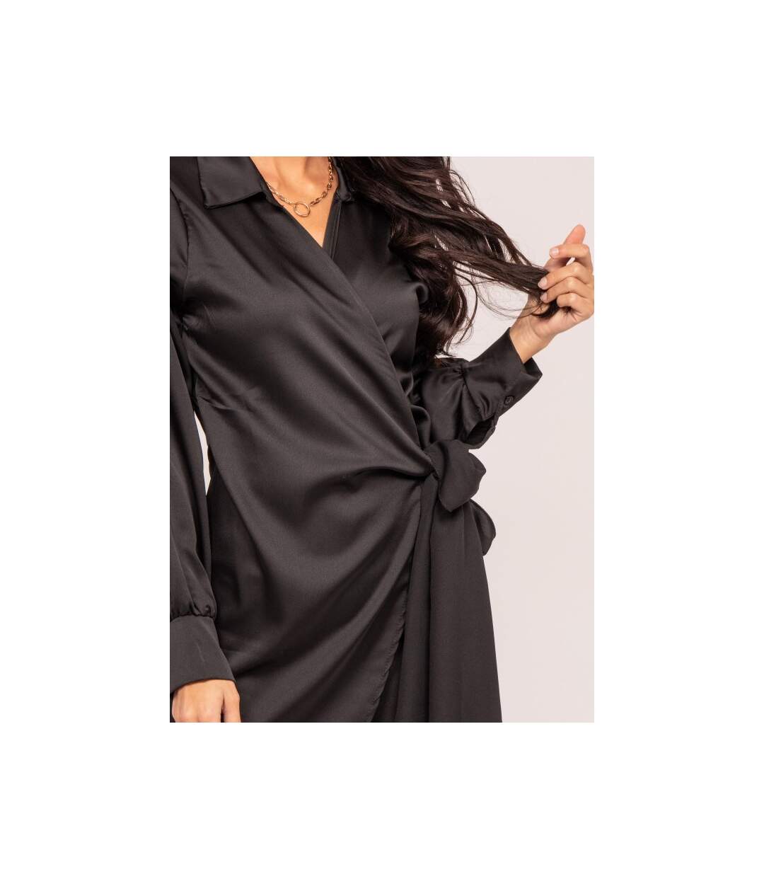 Robe courte portefeuille satin ISSOP - Dona X Lisa-3