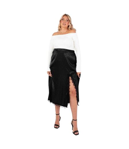 Womens/ladies Polka Dot Regular Midi Skirt Black Lovedrobe