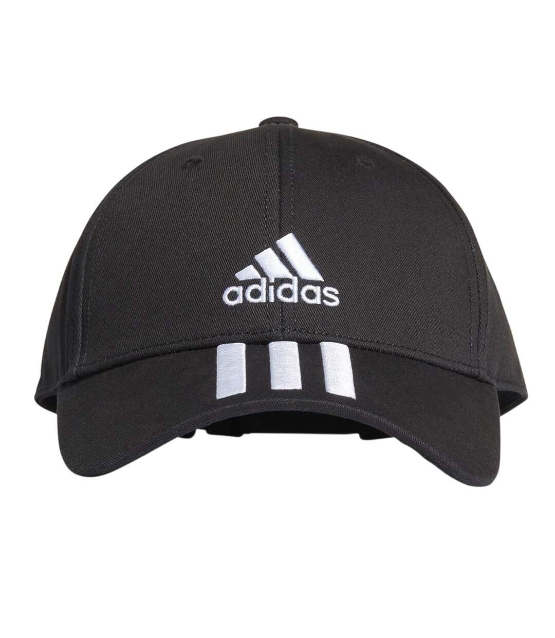 Mens 3 Stripes Cotton Twill Baseball Cap Black White Adidas-1