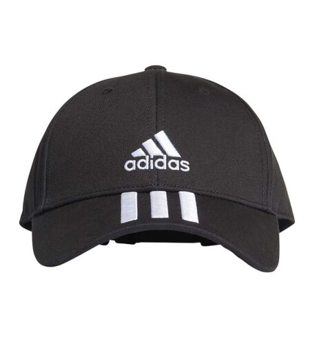Mens 3 Stripes Cotton Twill Baseball Cap Black White Adidas