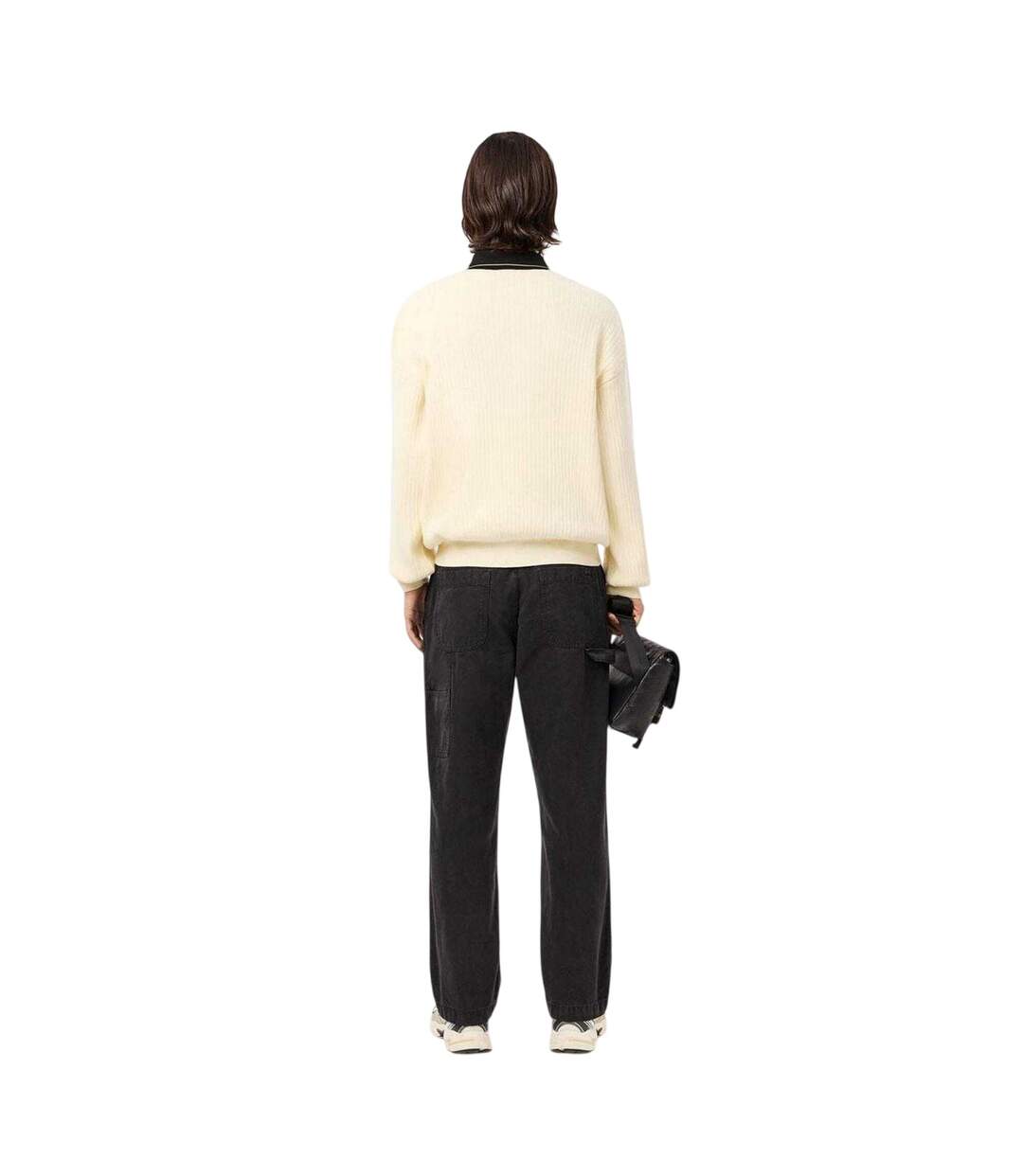 Mens Cotton Canvas Carpenter Straight Trousers Black Lacoste-3