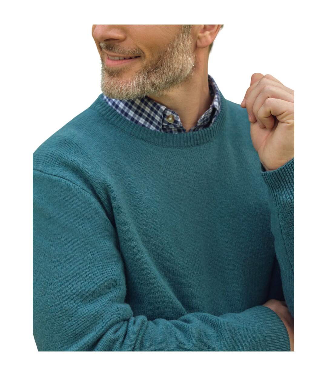 Mens Lambswool Crew Neck Jumper Aqua WoolOvers-3