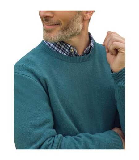 Mens Lambswool Crew Neck Jumper Aqua WoolOvers