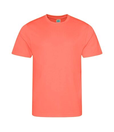 Just Cool Mens Performance Plain T-Shirt (Peach Sorbet)