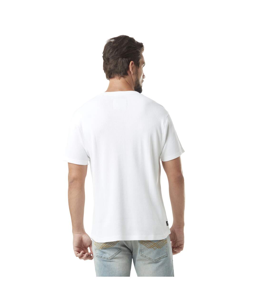 T-shirt homme waffle avec col patte de boutonnage et print en coton Vondutch