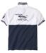Men's Racing Print Piqué Polo Shirt - Navy and White